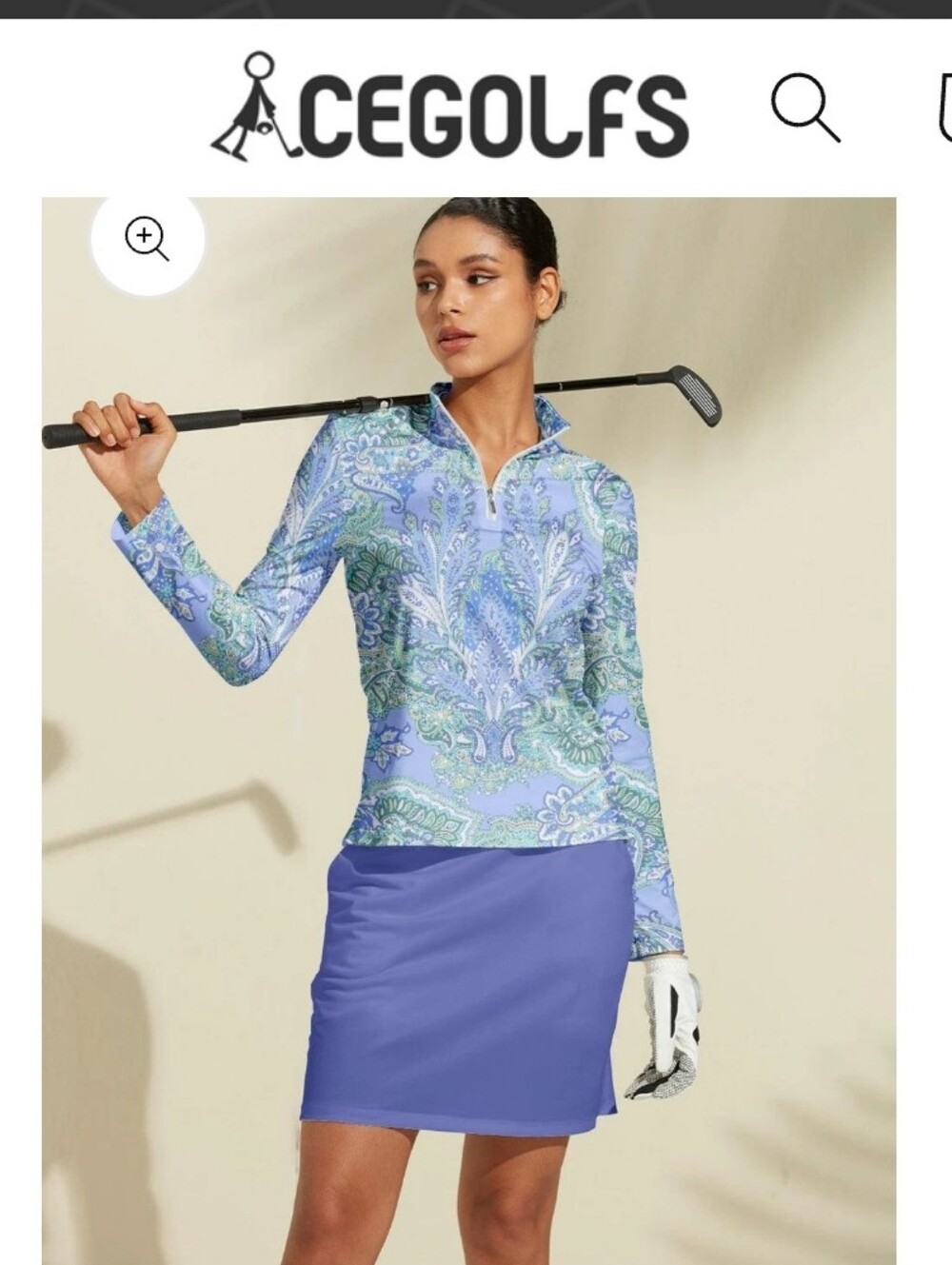 Acegolfs Women's Blue Paisley Long-Sleeve Golf Dress